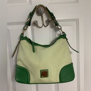 Dooney & Bourke Emerald Green Fabric And Leather Hobo Purse Shoulder Bag